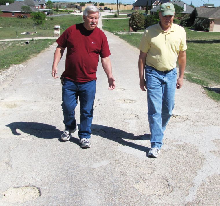 Crumbled road in Coryell County